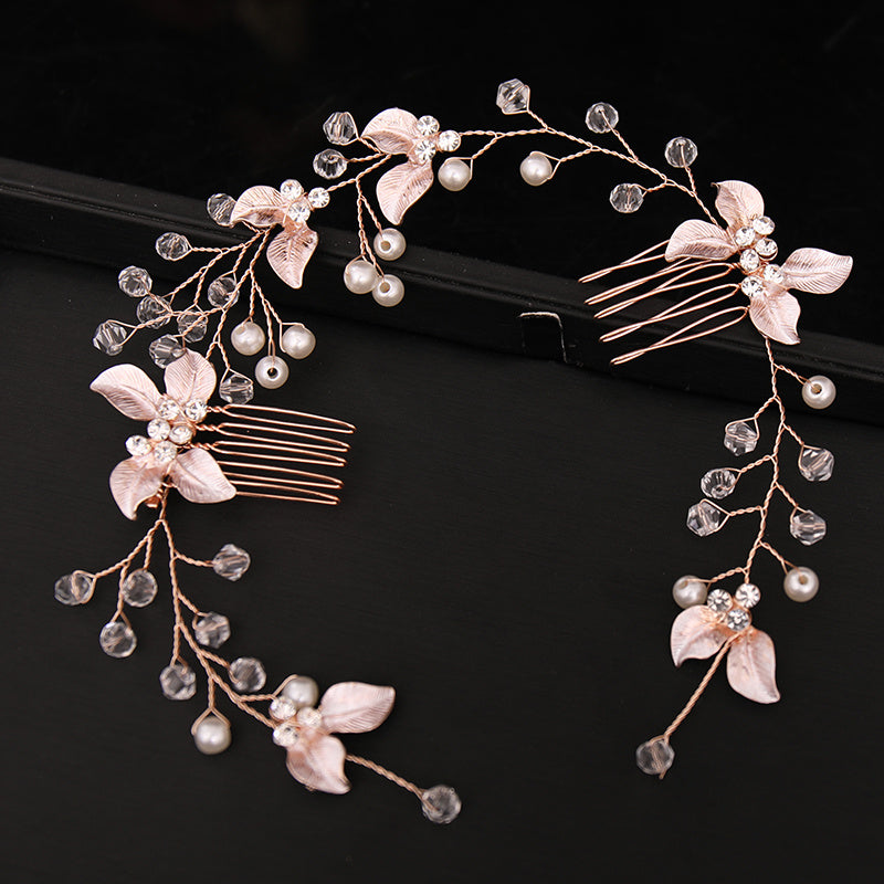 Bridal Golden Leaf Hair Vine, Silver Hair Comb, Rose Golden Leaf Hair Comb, Leaf Wreath, Golden Hair Vine, Bride Hair Accessories, Leaf Hair Vine