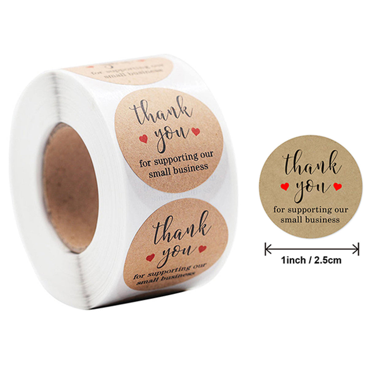 500PCS Kraft "Thank You" Stickers Roll