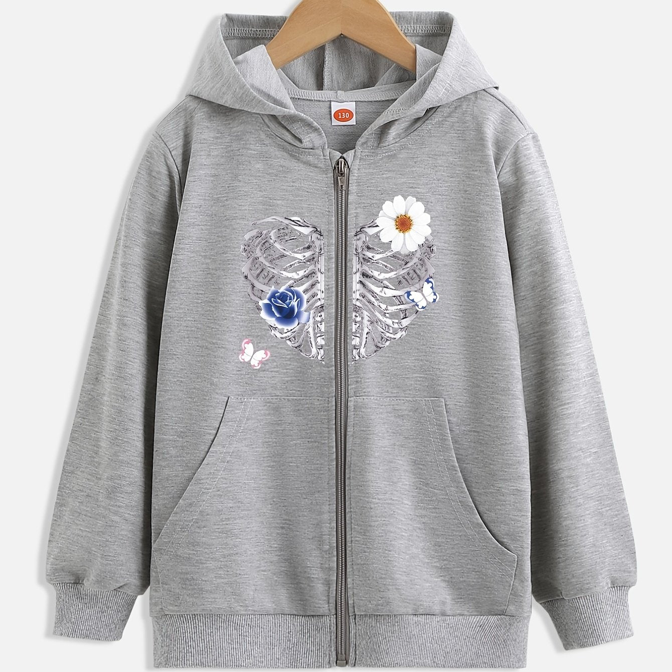 Girls' Stylish Hooded Zipper Jacket