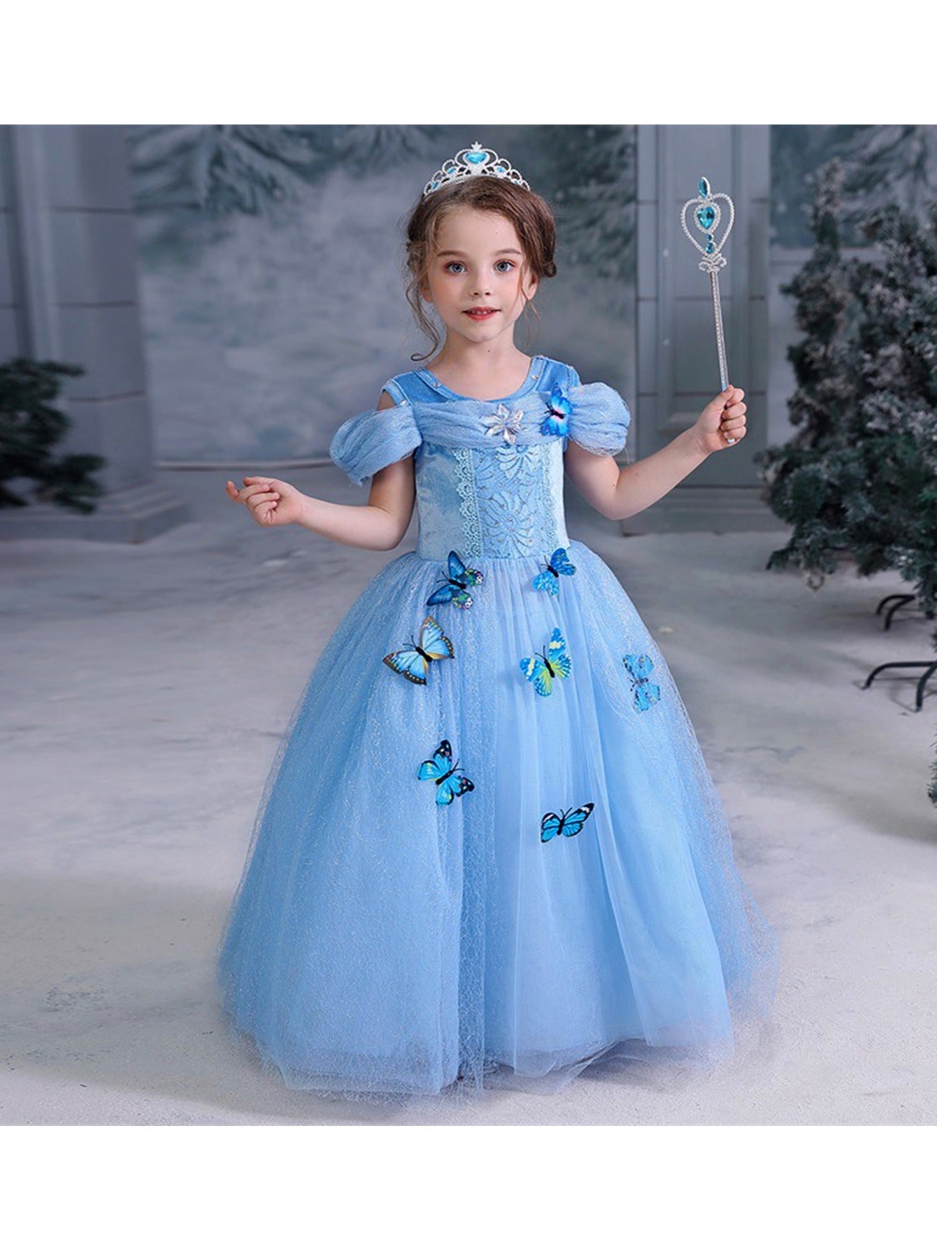9pcs Cinderella Princess Dress Up Costume Set for Girls