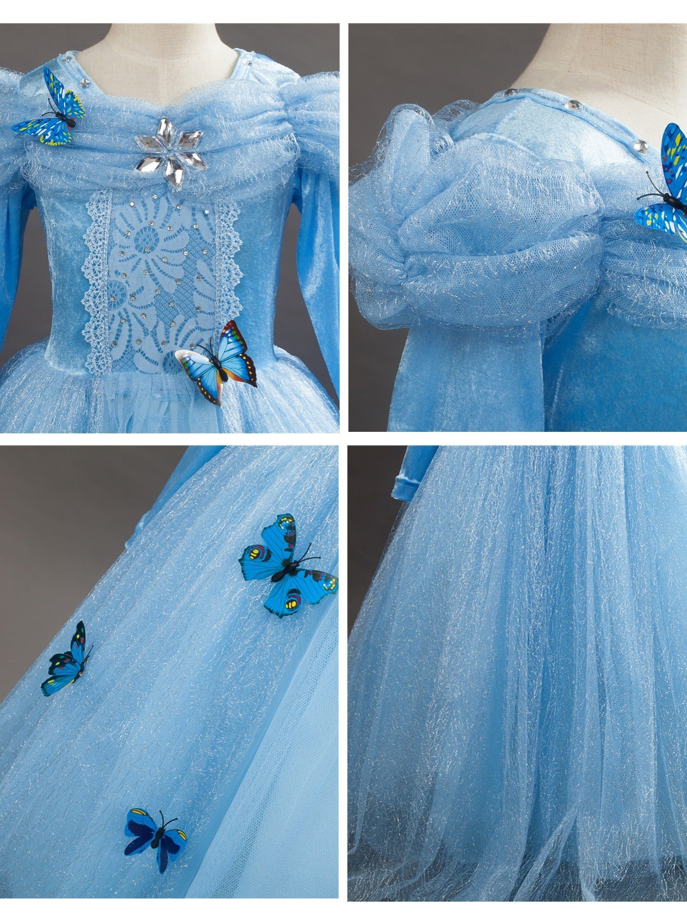 9pcs Cinderella Princess Dress Up Costume Set for Girls