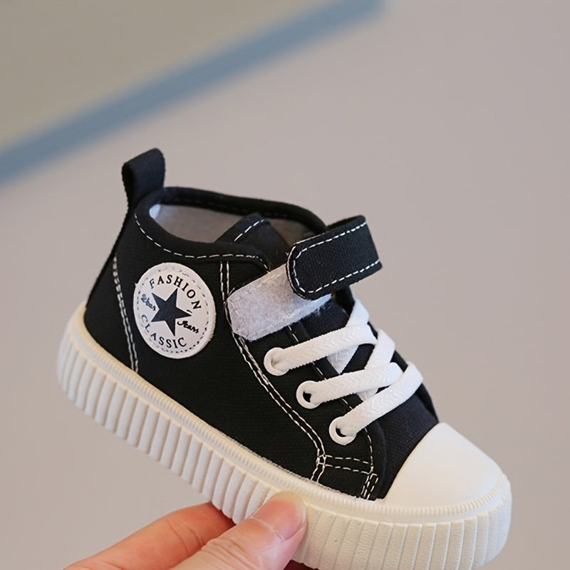 Toddler Boys Casual Canvas Sneakers with Hook & Loop Fastener