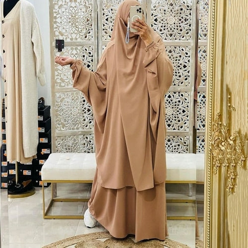 Jilbab 2 Piece Set for Muslim Women with Hijab and Abaya