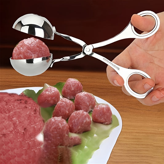1pc Meat Ballers, Stainless Steel Non-stick Meatball Maker, Tongs, Cake Pop Meatball Maker Ice Tongs, Cookie Dough Scoop For Kitchen