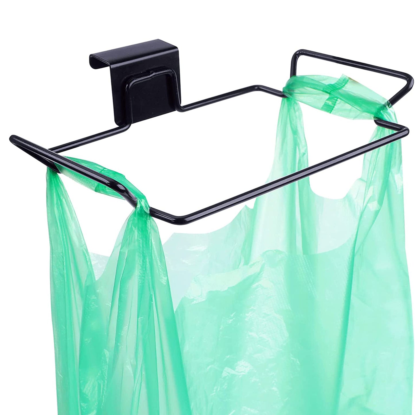 1pc Large Stainless Steel Trash Bag Holder For Kitchen Cabinets Doors And Cupboards, Black Silvery
