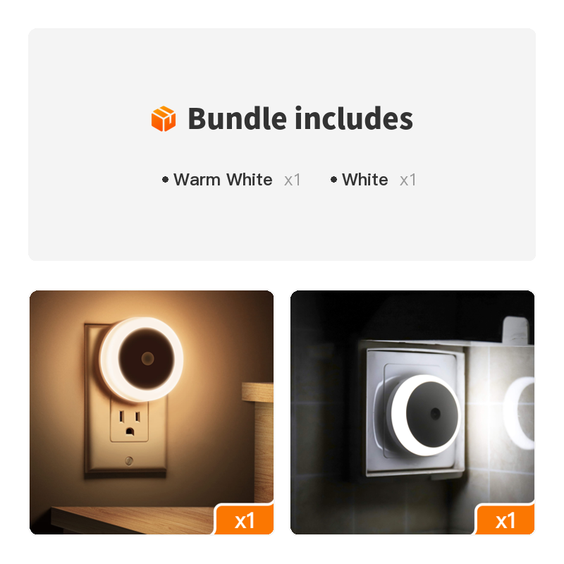 1pc LED White Night Light Dusk To Dawn Sensor, Smart Wall Night Light For Bathroom Bedroom Home Kitchen Corridor Energy Saving, Round