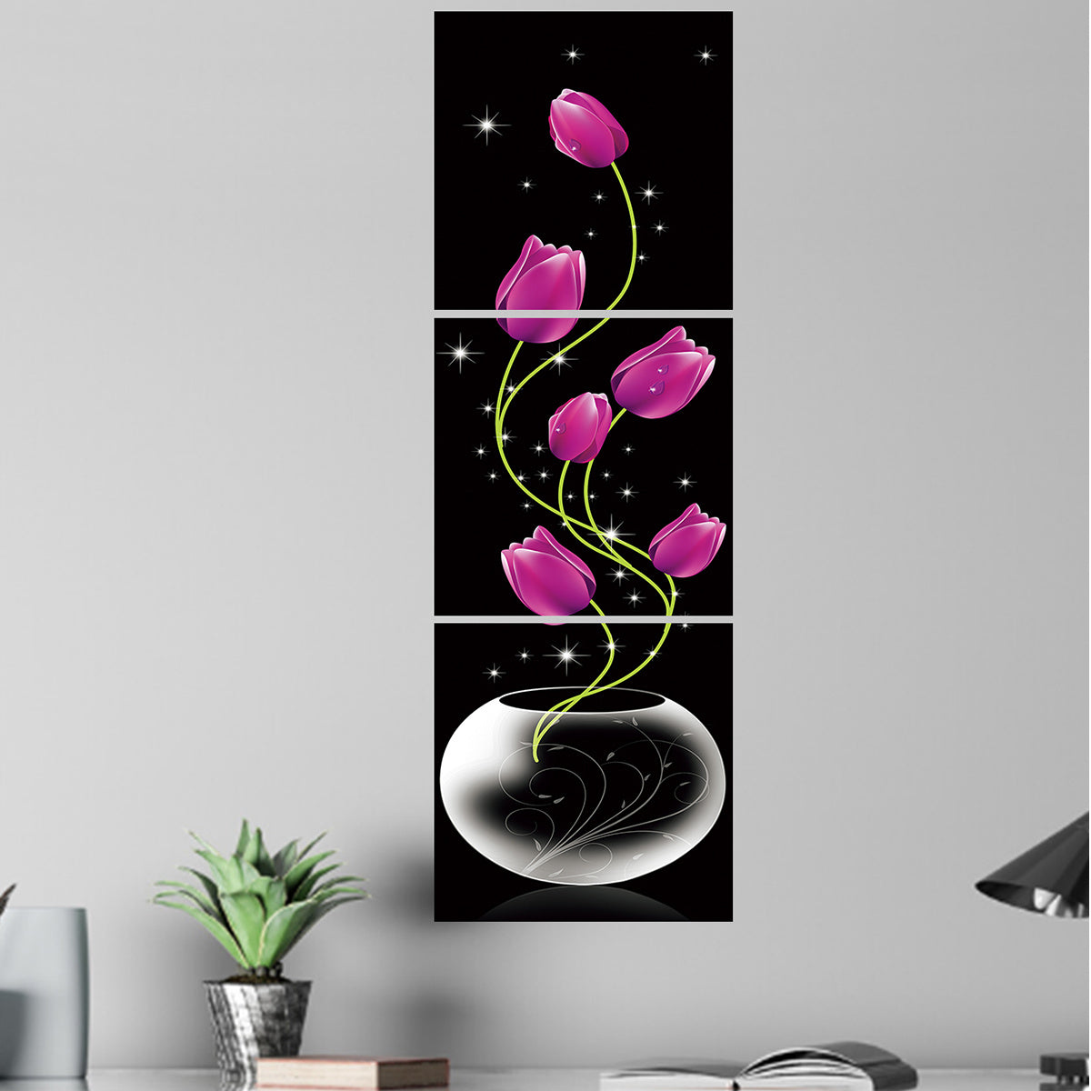 3pcs Self-Adhesive Flower Tile Sticker Set