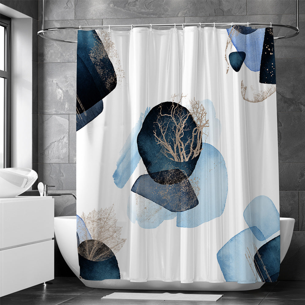 Abstract Modern Waterproof Shower Curtain with Hooks