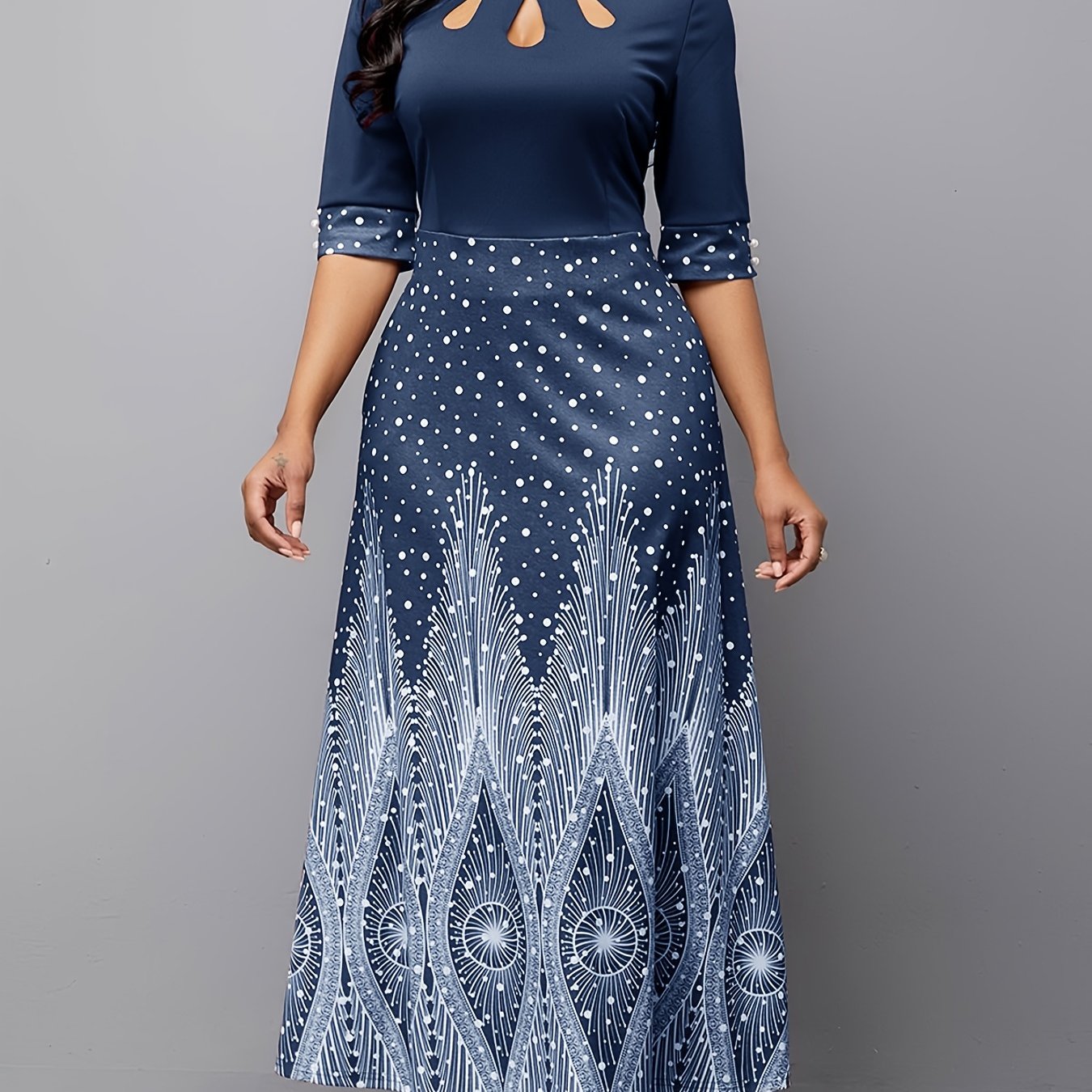 Half Sleeve Crew Neck Dress for Party and Banquet