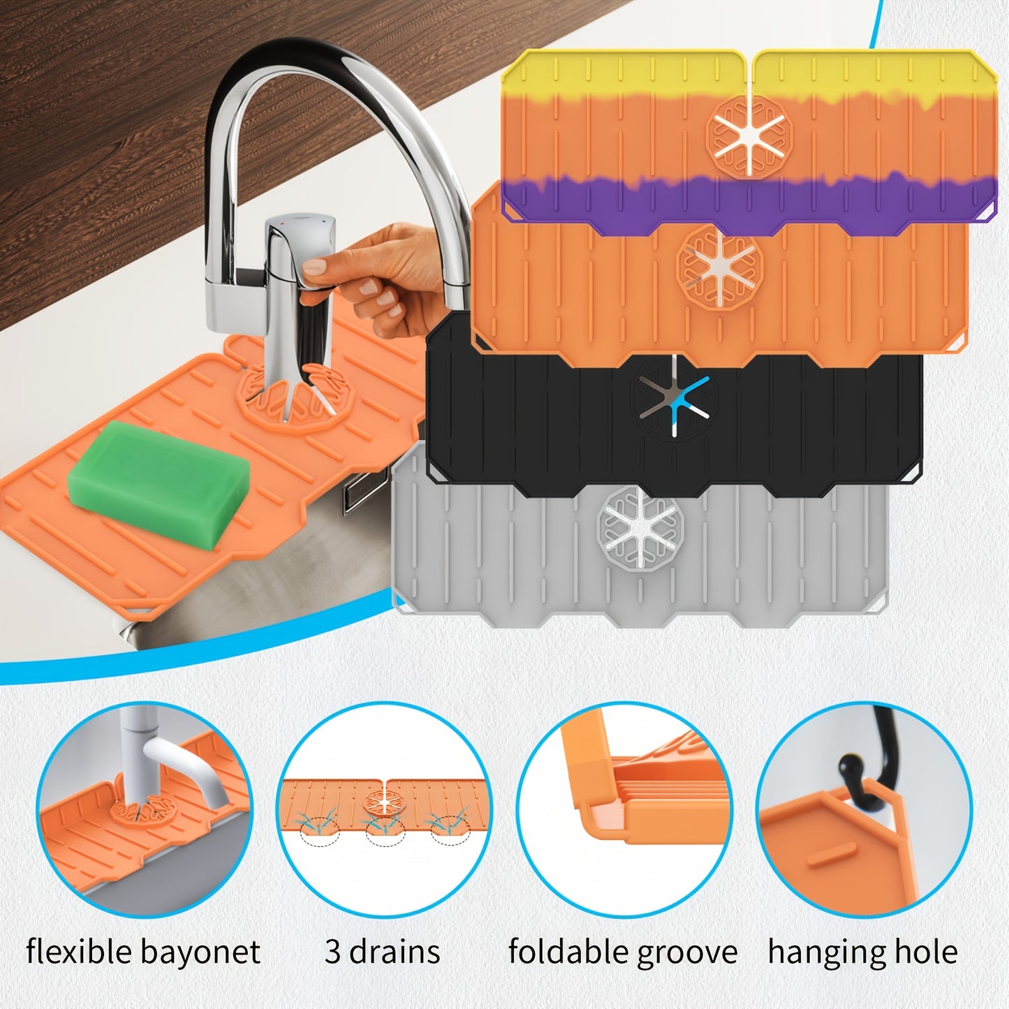 1pc Faucet Water Catcher Mat, Faucet Mat For Kitchen Sink