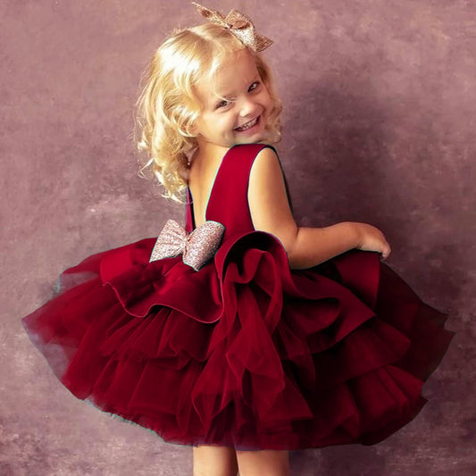 Adorable Big Bowknot Dress for Newborn Baby Girls