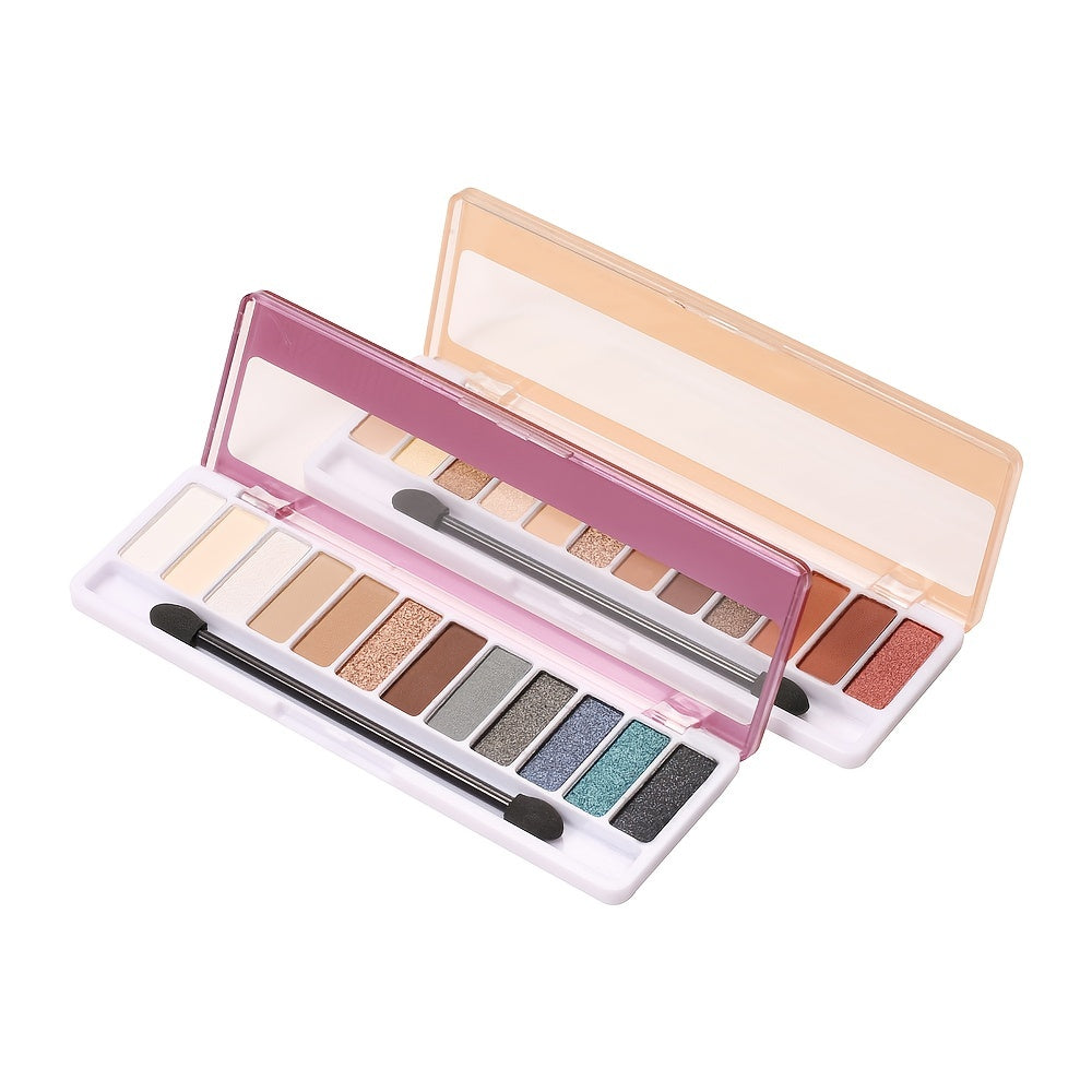 12-Color Eye Shadow Palette: Matte and Glittering Waterproof Formulas with Brush Included