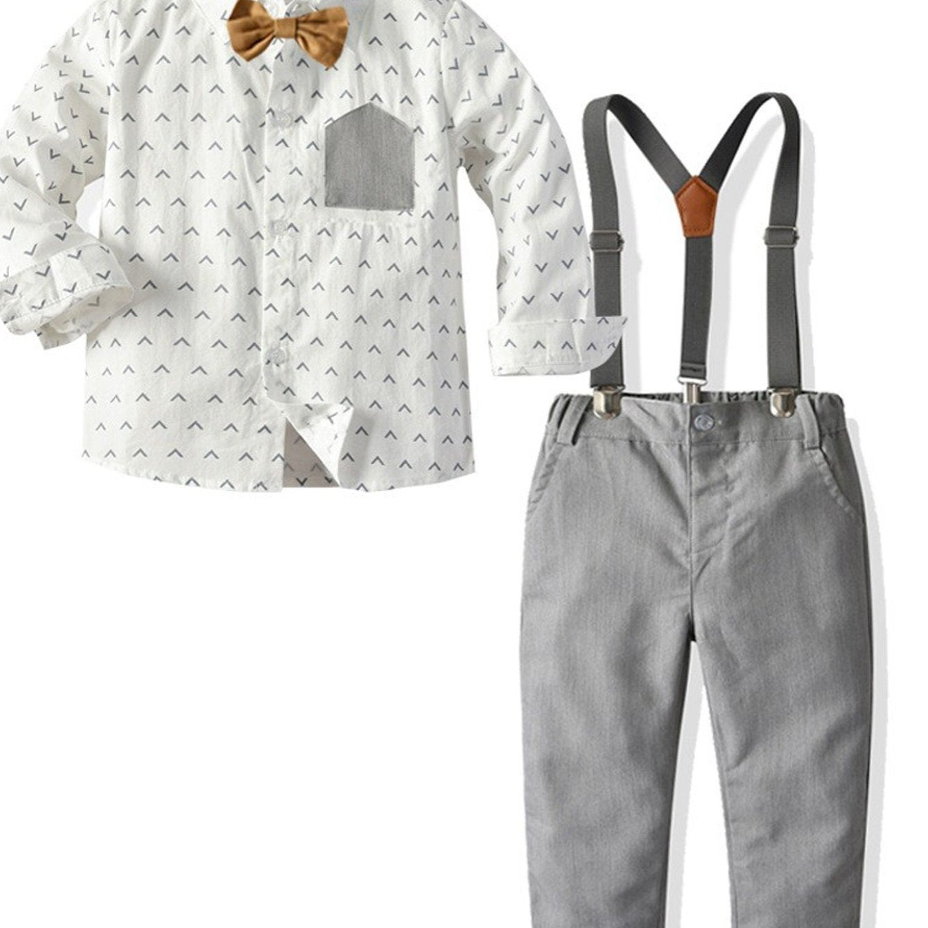 Boys' Gentleman Bowtie Shirt and Overalls Set
