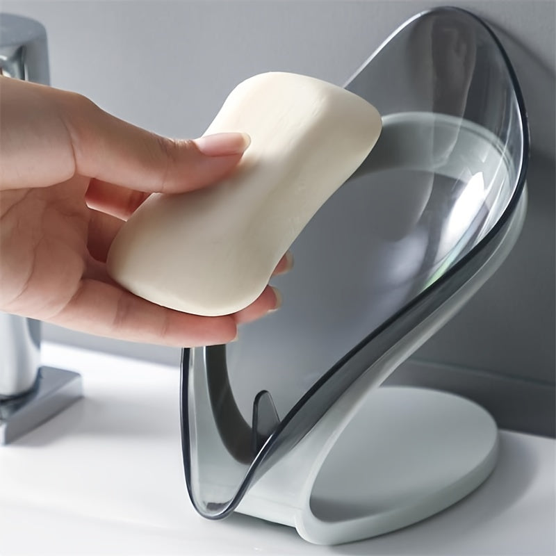 1pc Leaf Shape Soap Box Bathroom Soap Holder Dish Storage Creative Bathroom Kitchen Non-slip Drain Soap Storage Case Container