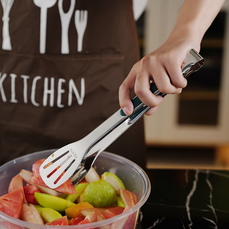 1pc Non-Slip Stainless Steel Food Tongs Meat Salad Bread Serving Clip Barbecue Grill Buffet Clamp Cooking Tools Kitchen Accessories