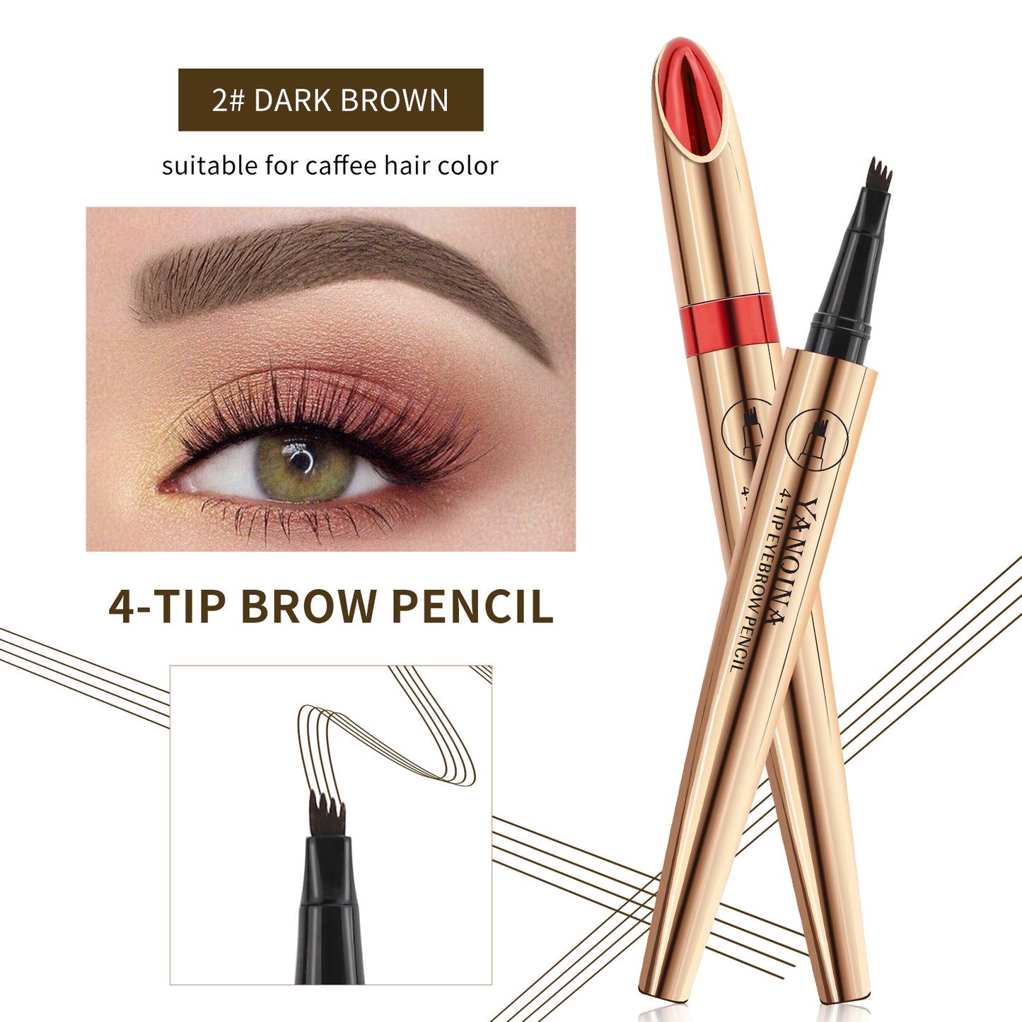 4D Waterproof Liquid Eyebrow Pen: Achieve Natural and Precise Results with Four Fork Tip