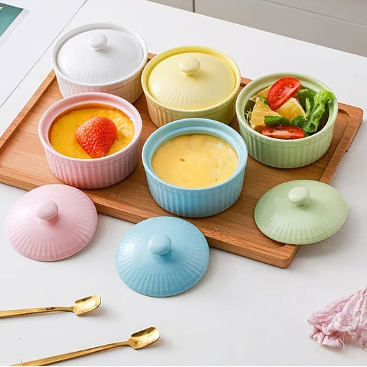 1pc Ceramic Soufflé Covered Bowl with Lid