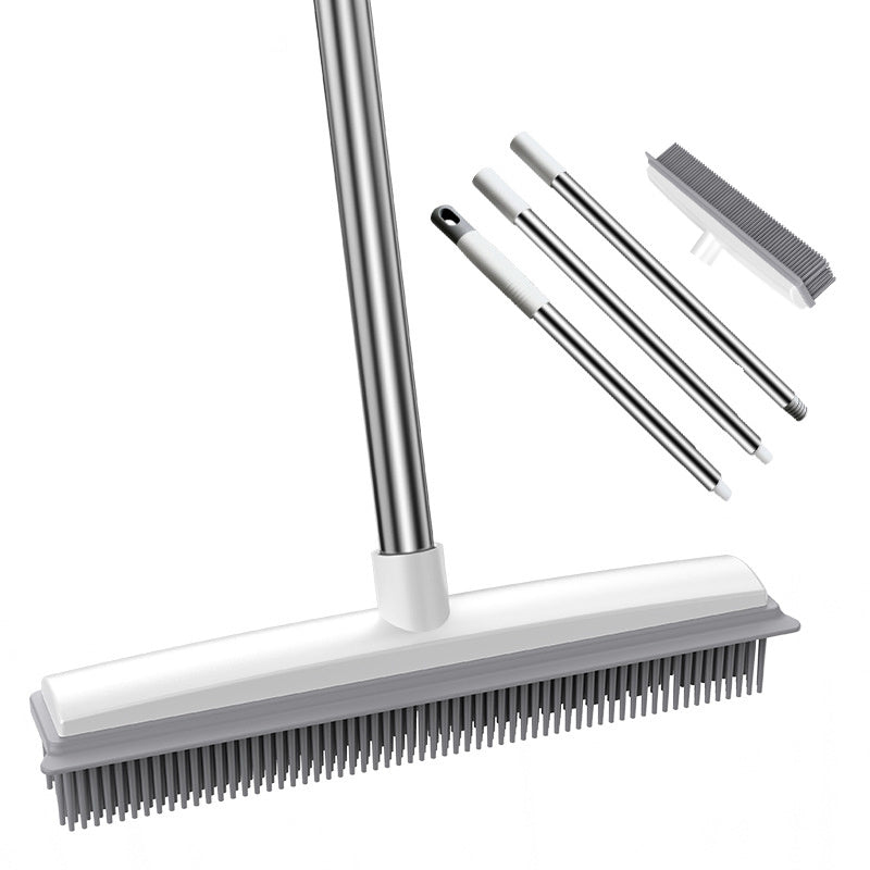 1-Pack Rubber Broom with Squeegee and Long Handle