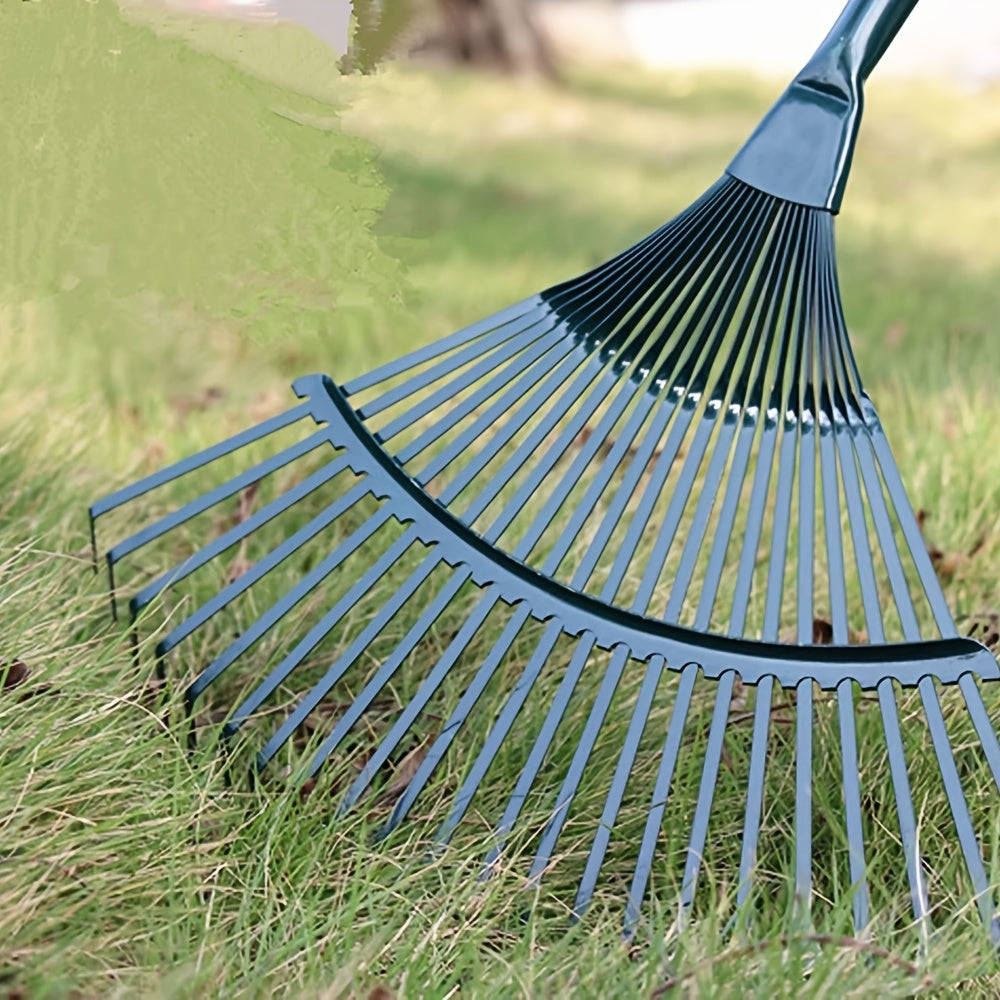 1pc Lawn Rake Leaf Scoop Rakes, Stainless Steel Adjustable Broom, Relieve Fatigue Portable Garden Tools Easy To Clean Grass Rake, 15.8"x16.5"