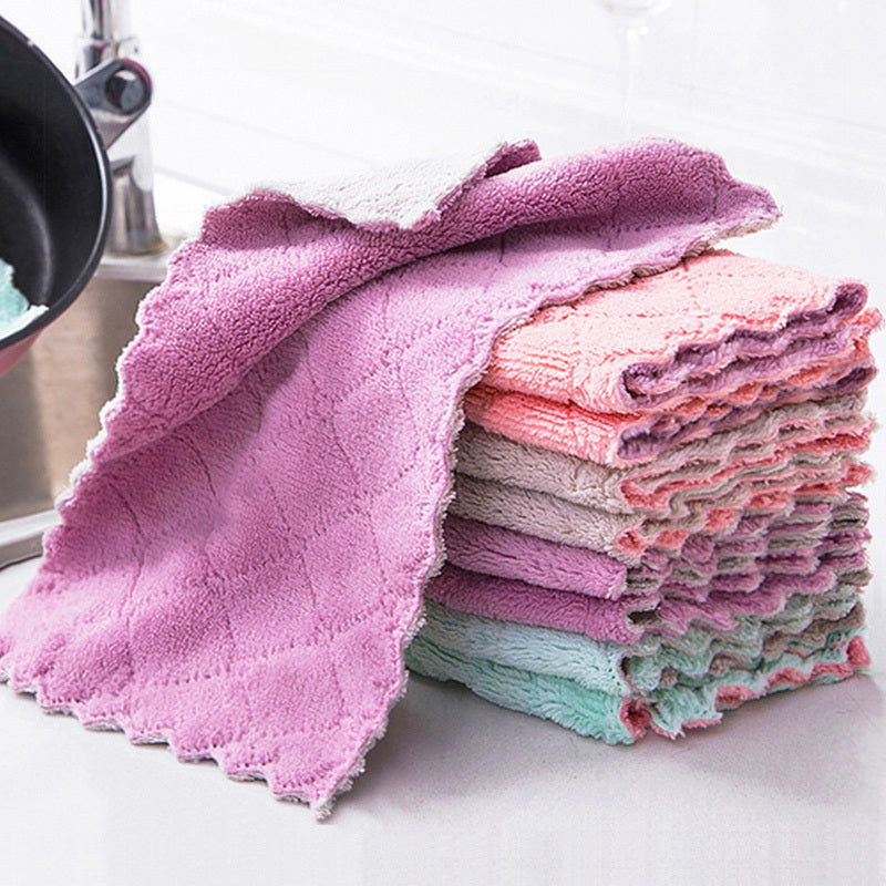 10pcs Kitchen Towel & Dishcloth Set - Random Color, for Washing Dishes, Cooking, Baking