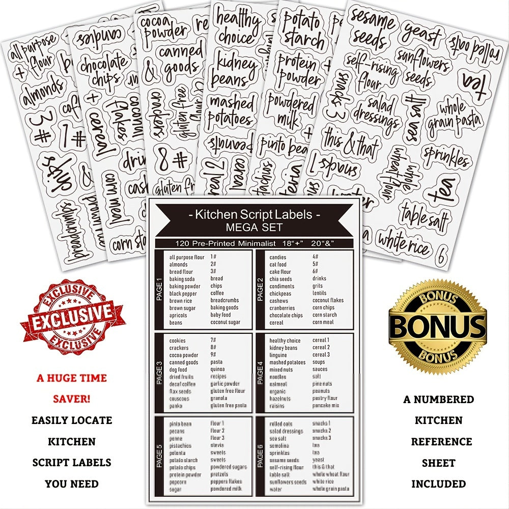 120 Piece Kitchen Organization Labels