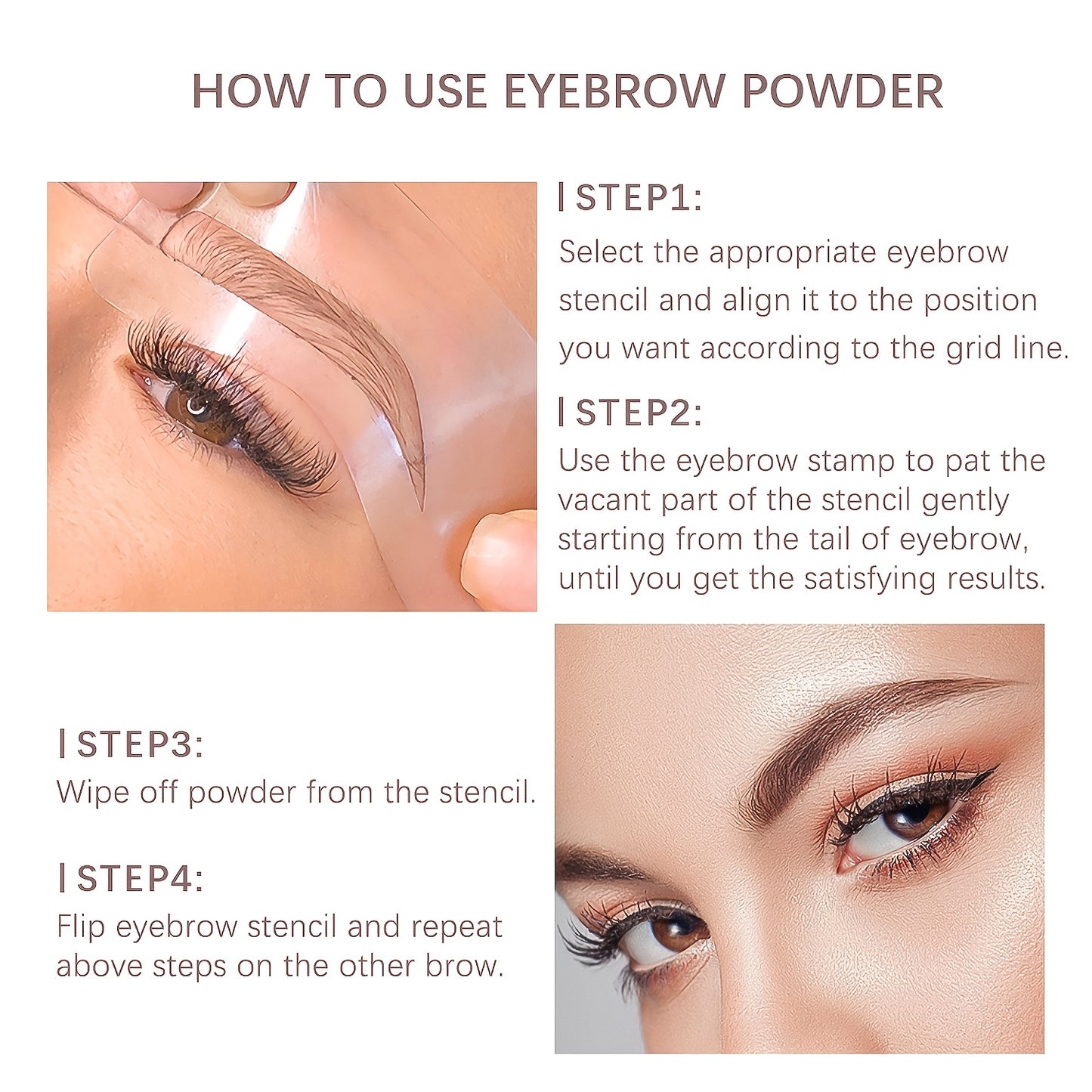 One-Step Eyebrow Stamp Stencils Kit: Powder Makeup for Perfect Brows