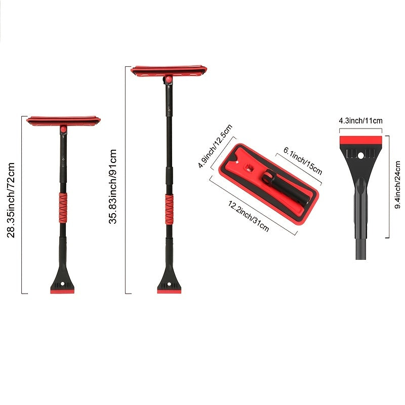 1pc Extendable Snow Broom With Ice Scraper, 3-in-1 Windshield Snow Removal Tool, Ice Mover For Car, SUV, Truck