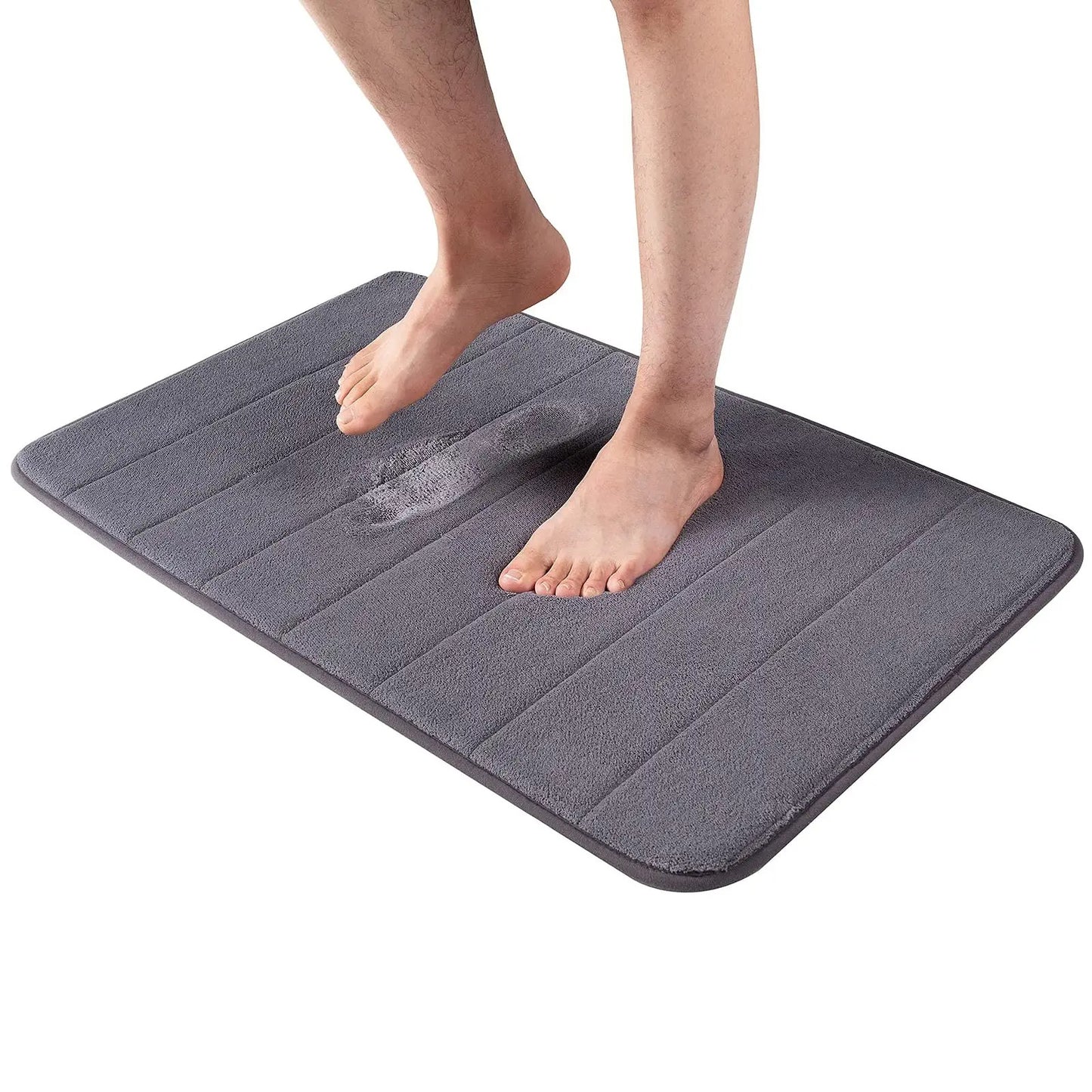 1pc Grey Memory Foam Bath Mat, Absorbent And Soft Bathroom Rug, Non-Slip Padded Bath Mat For Shower, Comfortable Mat, Home Decor & Accessories