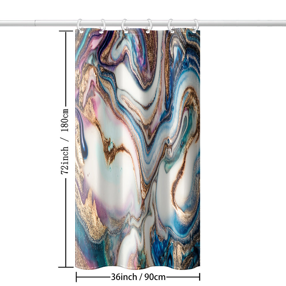 1pc Gray Golden Marble Shower Curtain Set, Bathroom Decor, Abstract Modern Shower Curtain, Luxury Standard Shower Curtain For Bathtub, Waterproof Washable Fabric Shower Curtain, With 12 Plastic Hooks