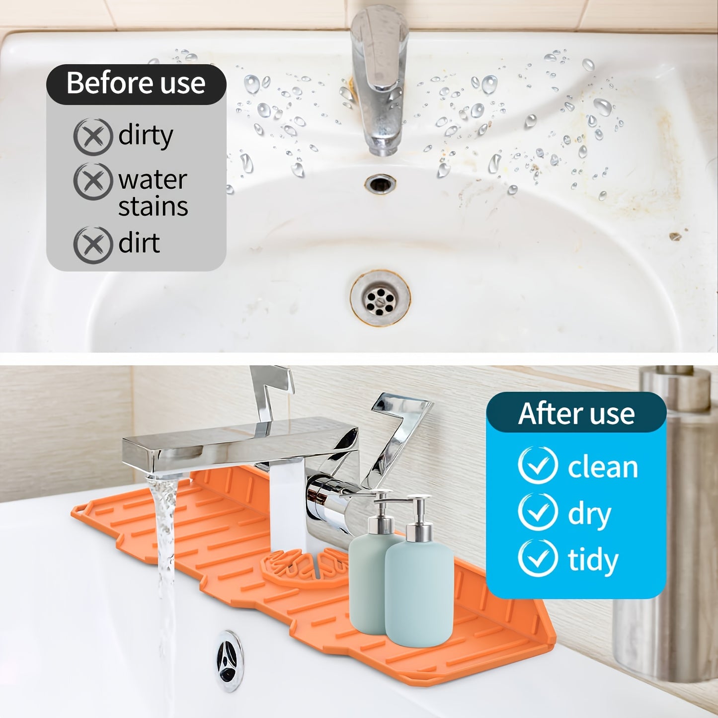 1pc Faucet Water Catcher Mat, Faucet Mat For Kitchen Sink