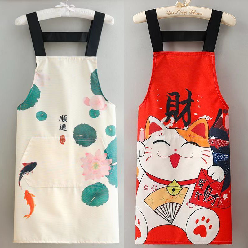 1pc Linen Canvas Apron, Oil-proof Wear-resistant Kitchen Apron, Chinese Style Cooking Apron
