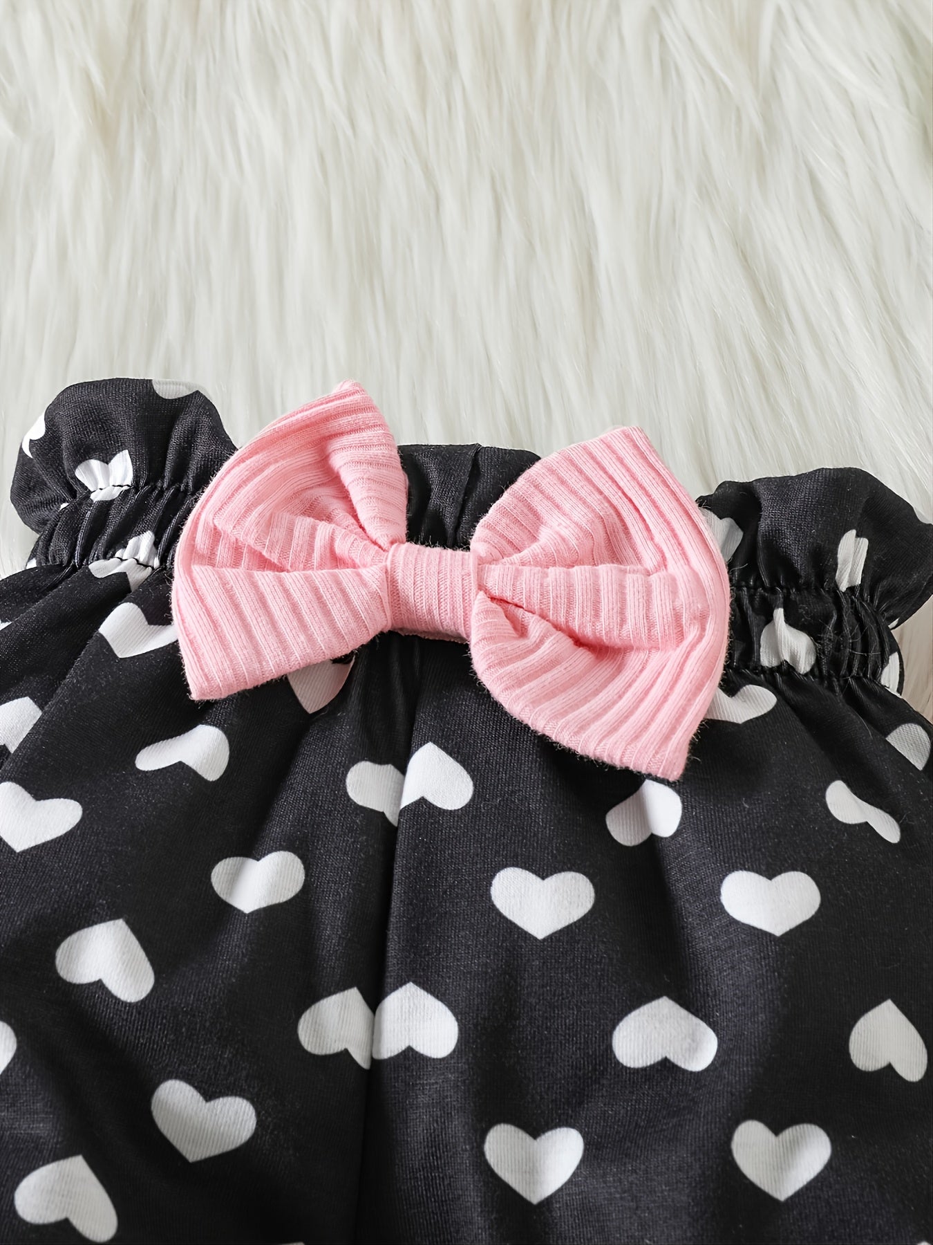 Baby Toddler Girls Cotton Long-Sleeve Bodysuits Romper + Heart Pattern Pants + Headband Outfit Sets Baby Clothes