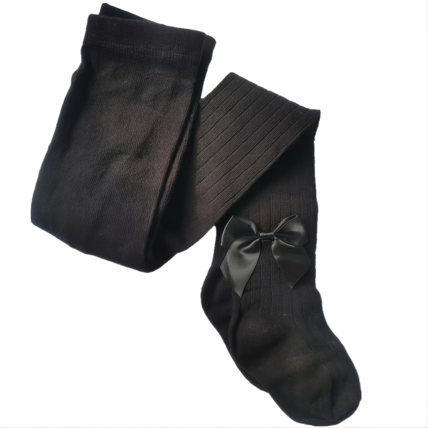 Girls' Cable Knit Seamless Tights with Bow