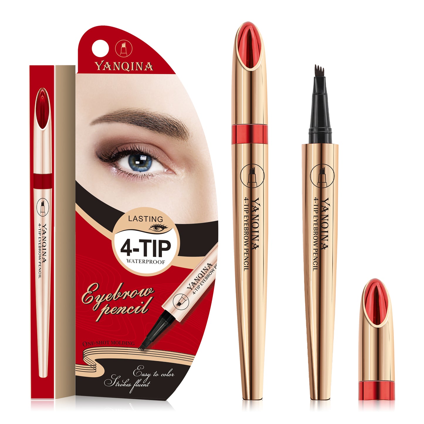 4D Waterproof Liquid Eyebrow Pen: Achieve Natural and Precise Results with Four Fork Tip