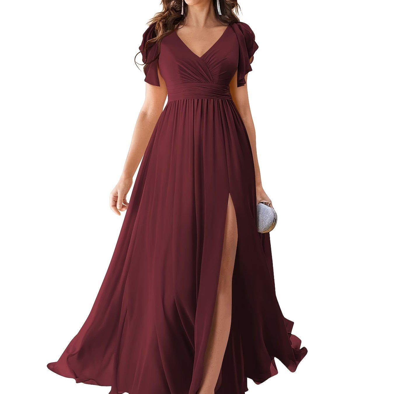 Women's Elegant Chiffon V-Neck Dress