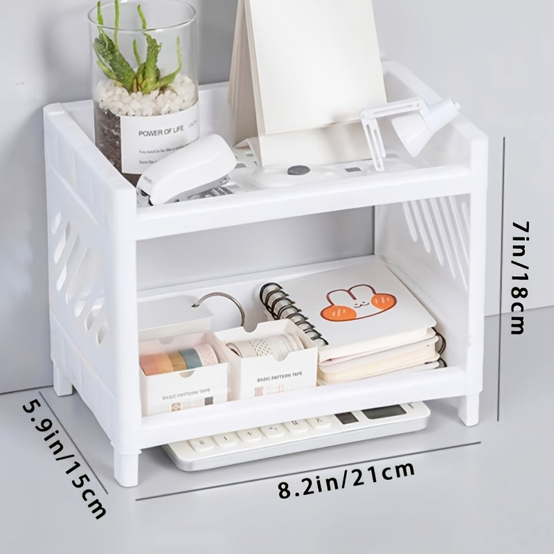 1pc Desktop Double-Layer Rack for Organized Storage