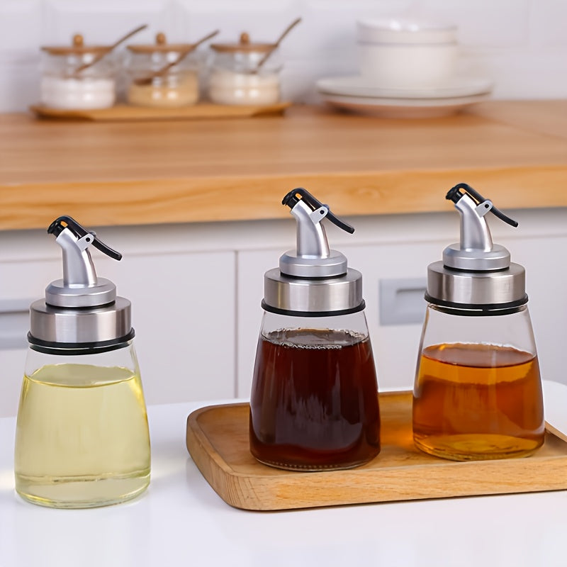 1pc Controllable Glass Oil Pot with Leak-Proof Design