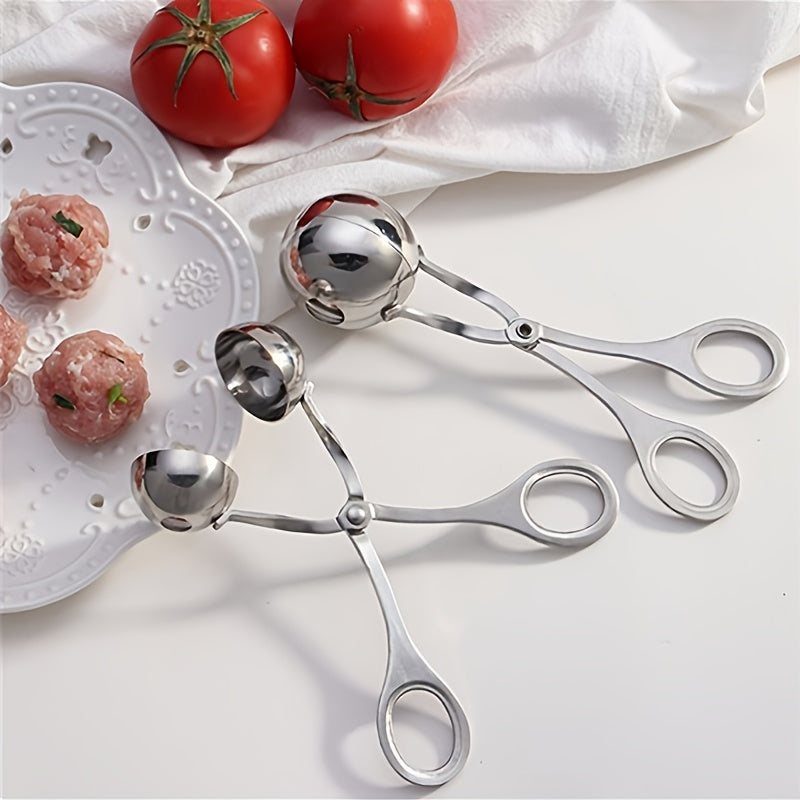 1pc Meat Ballers, Stainless Steel Non-stick Meatball Maker, Tongs, Cake Pop Meatball Maker Ice Tongs, Cookie Dough Scoop For Kitchen