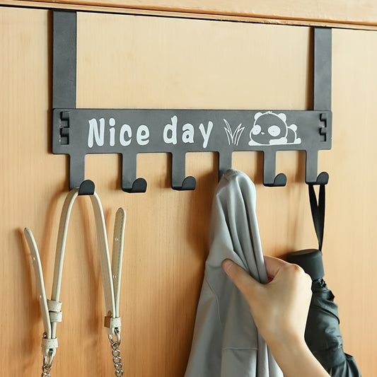 1pc Over The Door Hook Hanger, Heavy-Duty Hook, Hanging Clothes, Coat, Bag, Robe, Towel, Bathroom, Closet, 10-Hook 14.18*6.89in