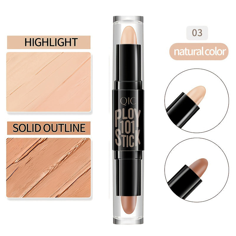 2-in-1 Concealer Sticks: 3D High Gloss, Long Lasting, Natural, Waterproof, Whitening, Contouring, Facial Care, and Makeup Tool