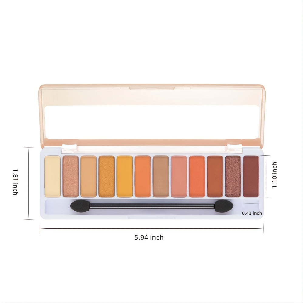 12-Color Eye Shadow Palette: Matte and Glittering Waterproof Formulas with Brush Included