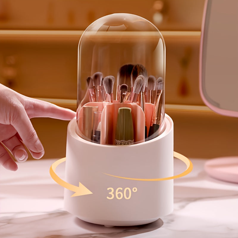 360-Degree Rotating Makeup Brush Holder: Large Capacity and Convenient Storage for All Your Brushes