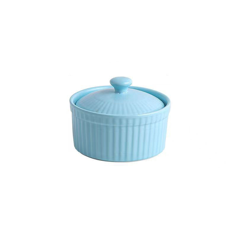 1pc Ceramic Soufflé Covered Bowl with Lid