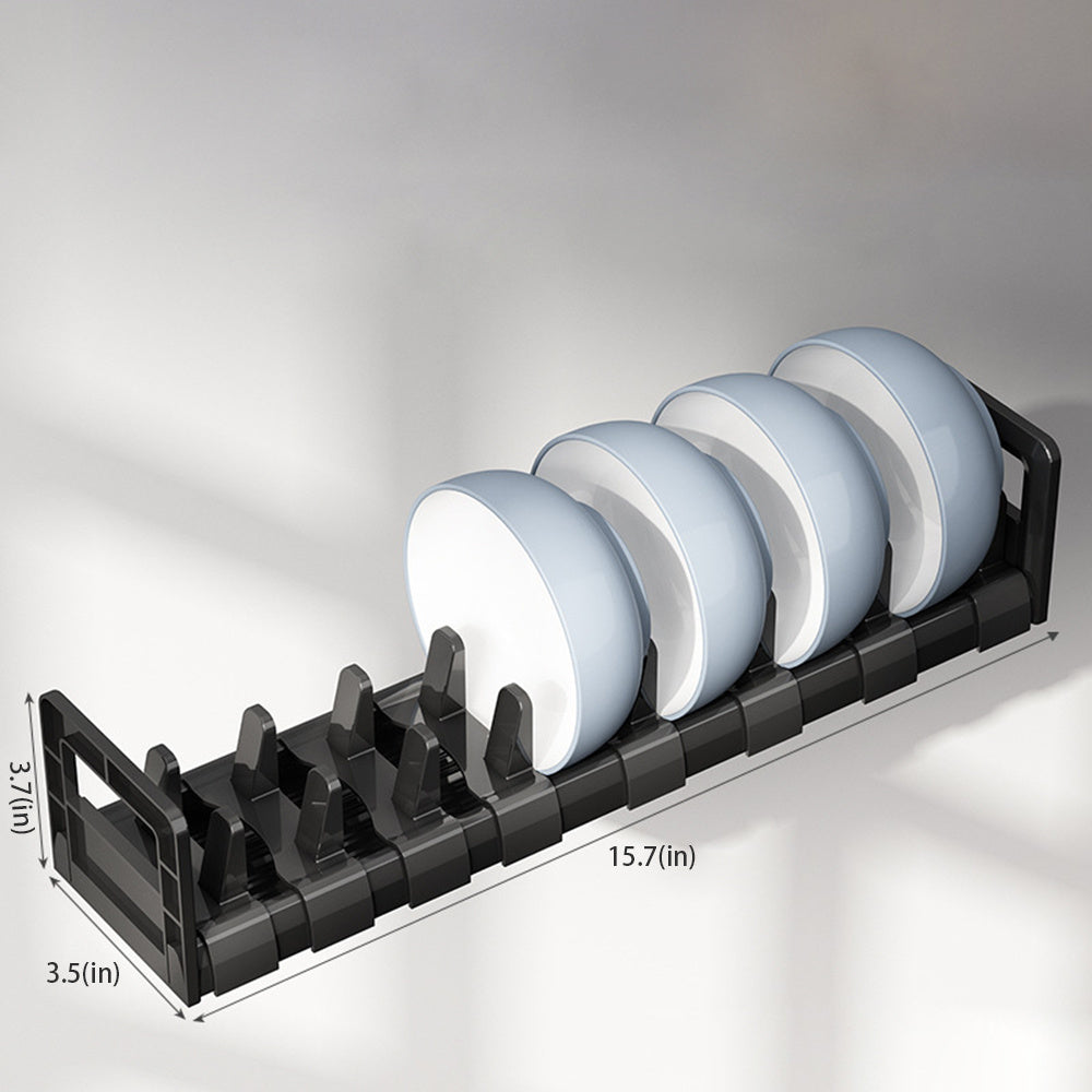 1pc Dish Organizer Rack For Cabinet, Adjustable Plate Holder Small Dish Drying Racks, Under Sink Storage Countertop Mount With Removable Slots