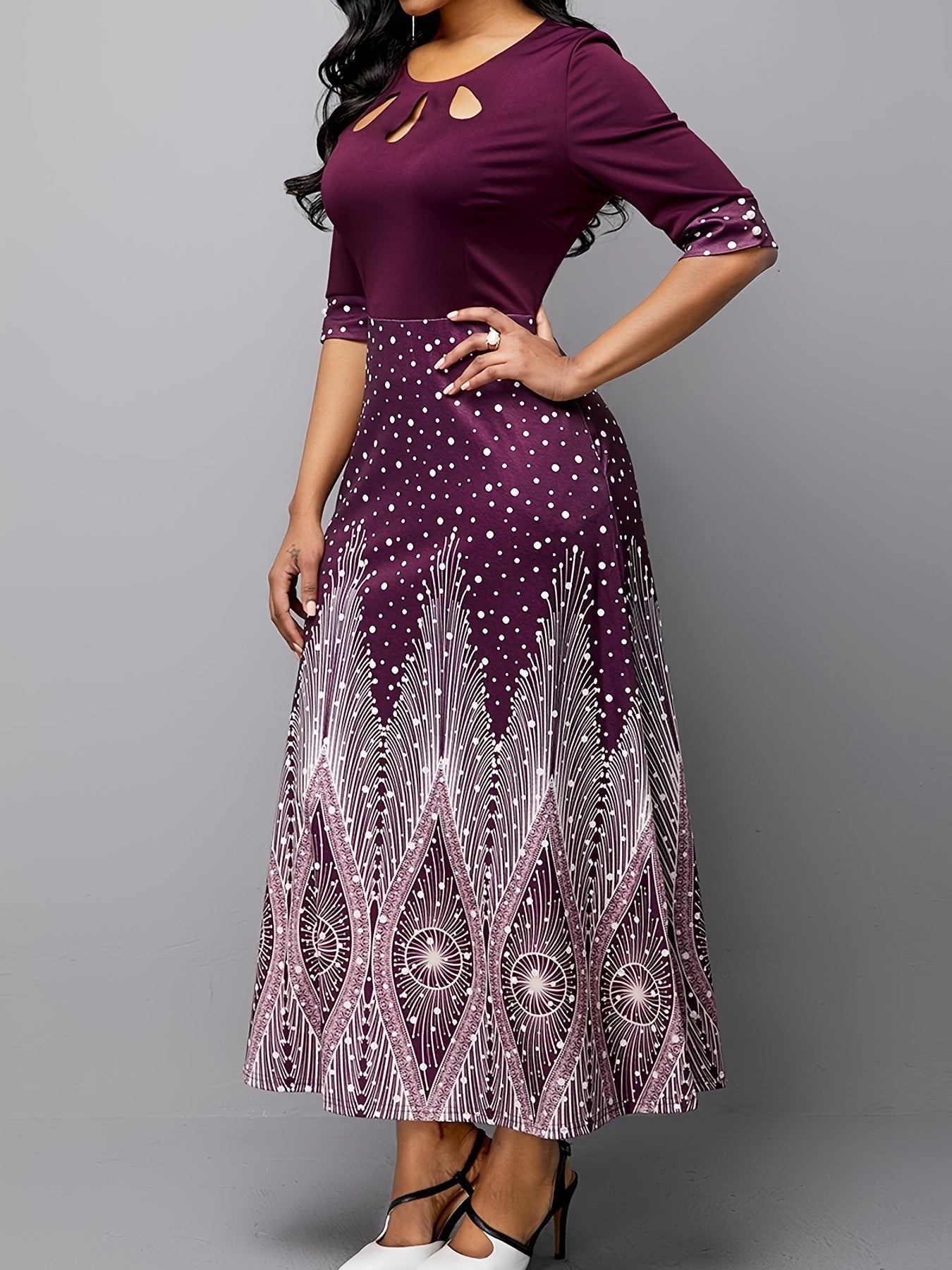 Half Sleeve Crew Neck Dress for Party and Banquet