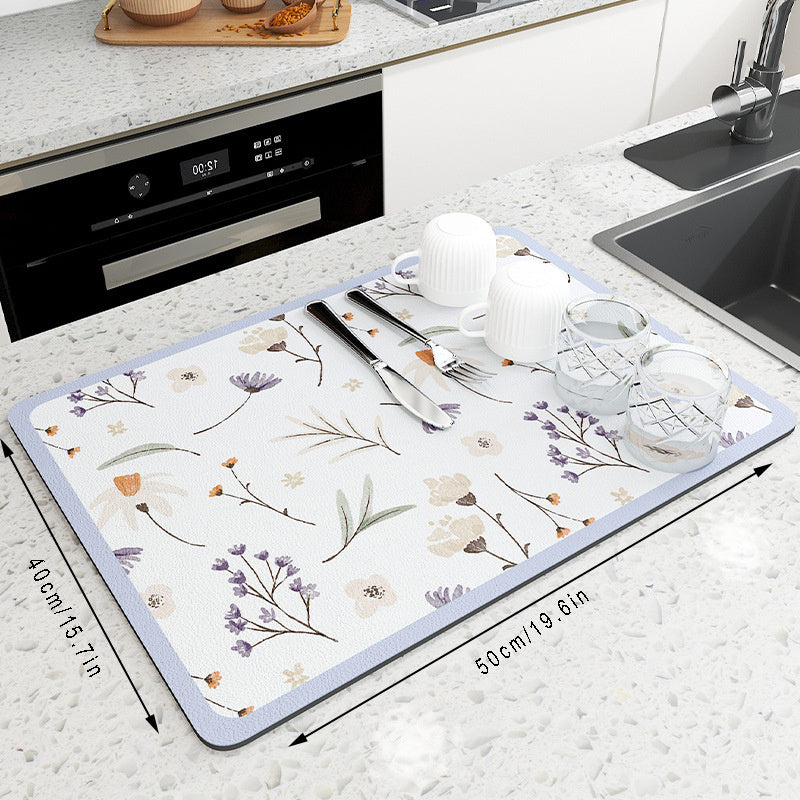 1pc Kitchen Drying Mat, Kitchen Counter Mat, Dish Drying Mat, Foldable Kitchen Drying Mat, Non-Slip Heat Insulation Mat