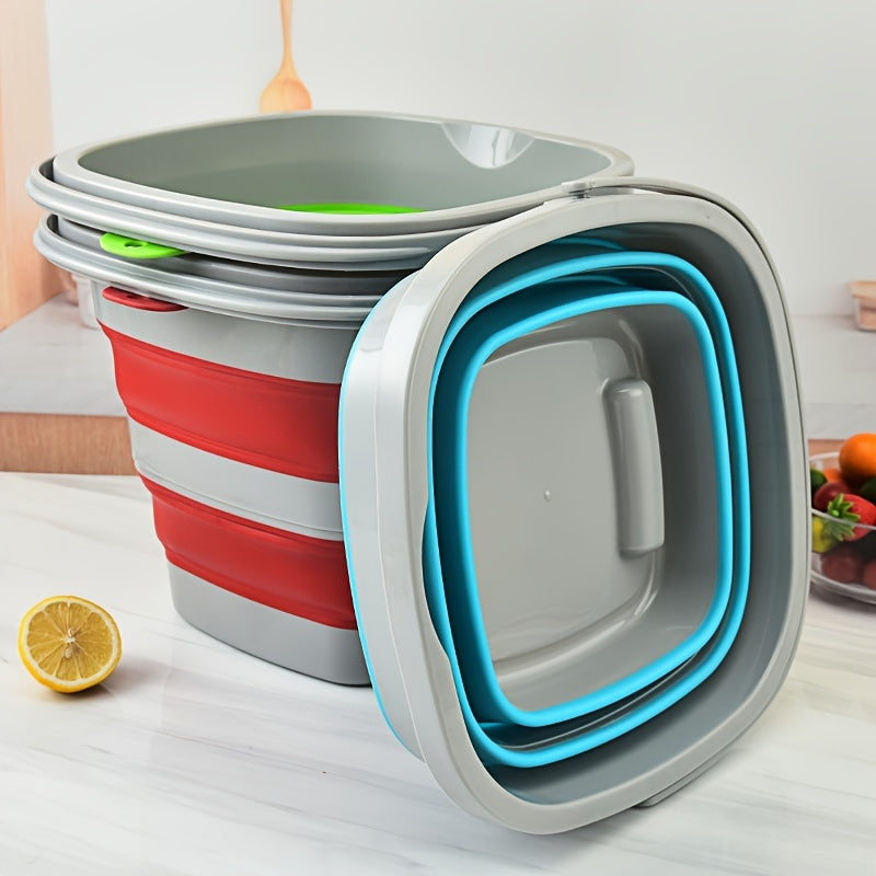 1pc Collapsible Plastic Bucket for Kitchen Storage