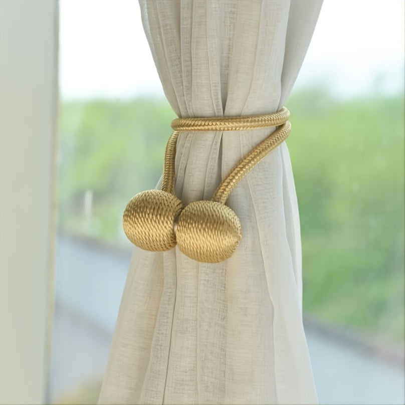 1pc Magnetic Curtain Tieback, Braided Rope Magnetic Buckle For Holding Curtains & Drapes, Simple & Elegant Home Decor