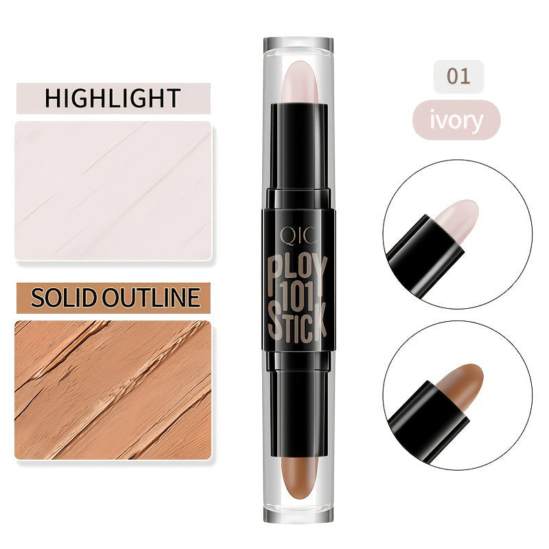 2-in-1 Concealer Sticks: 3D High Gloss, Long Lasting, Natural, Waterproof, Whitening, Contouring, Facial Care, and Makeup Tool