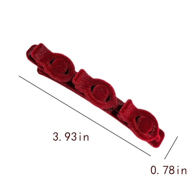 Retro Sweet Kids Velvet Fashion Design Girls Braided Side Clip Hairpin